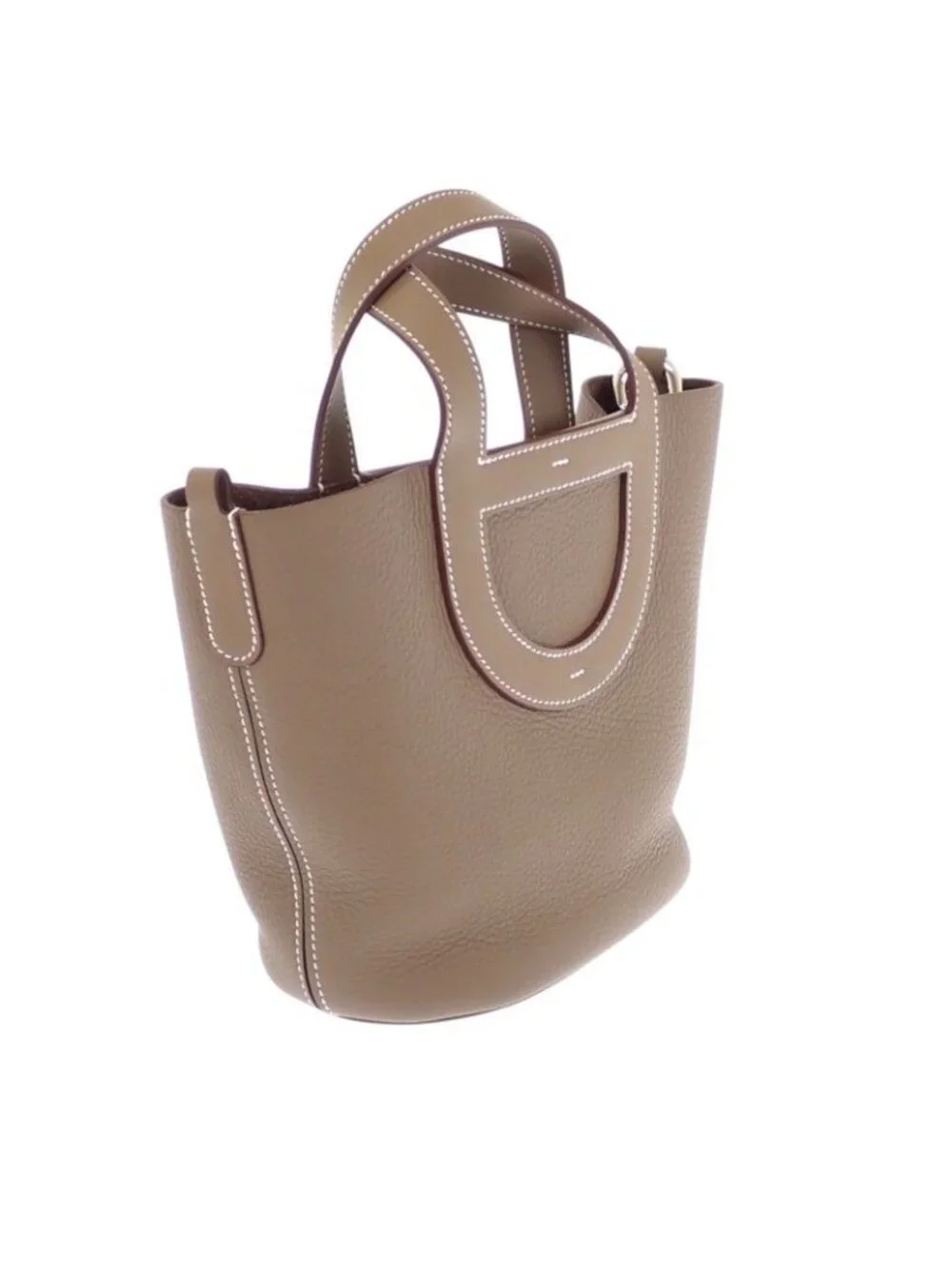 Hermes in the Loop 18 Handbag Taurillon Clemence Veau Etoupe